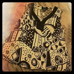 Sleeveless, black/white linen top